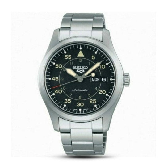 Seiko 5 Sports Flieger Automatic Black Dial Silver Steel Strap Watch for Men - SRPH27K1 - Image 3